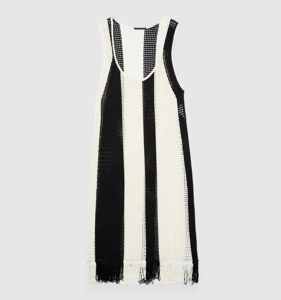 Striped perforated dress - women's midi dresses - Multi-color | Sisley image number 6